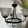 Elegant Oil-Rubbed Bronze 3-Light Chandelier | Frosted Glass Shades Image 7