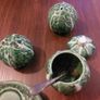 Vintage pottery salt, pepper,mustand set. Image 5