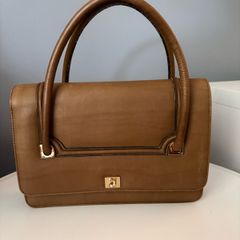 Vintage Loewe top handle bag, tan leather