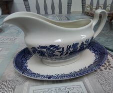 Blue Willow Gravy Boat & Underplate + Another
