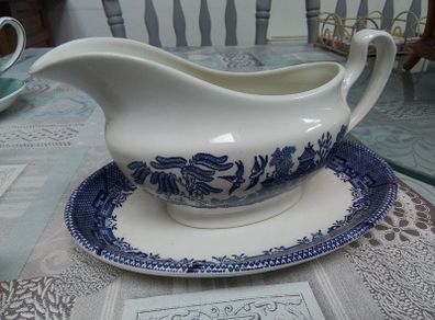 Blue Willow Gravy Boat & Underplate + Another