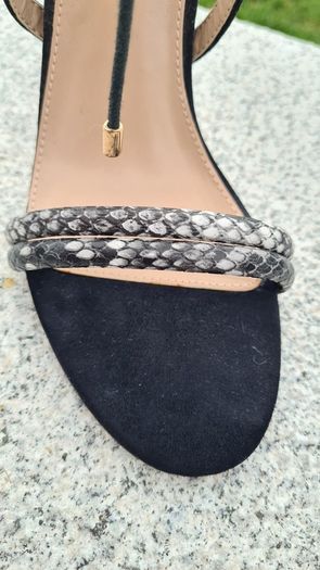 ladies stiletto sandals. Kurt Geiger Carvela size 40. Brand new.black suede effect with faux snake skin detail. Lace up ankle fastening. Very pretty shoe