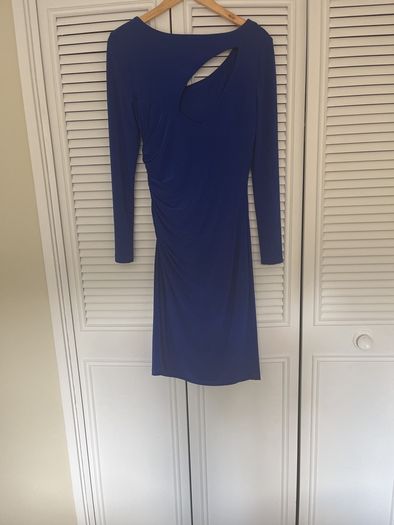 Below knee ladies royal blue dress