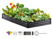 Raised Garden Bed   240 x 120 x 28 cm Galvanized Metal Planter Box, Outdoor Planting Boxes with Open Base, for Growing Flowers/Vegetables/Herbs in Backyard/Garden/Patio/Balcony, Dark Gray
