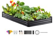 Raised Garden Bed   240 x 120 x 28 cm Galvanized Metal Planter Box, Outdoor Planting Boxes with Open Base, for Growing Flowers/Vegetables/Herbs in Backyard/Garden/Patio/Balcony, Dark Gray