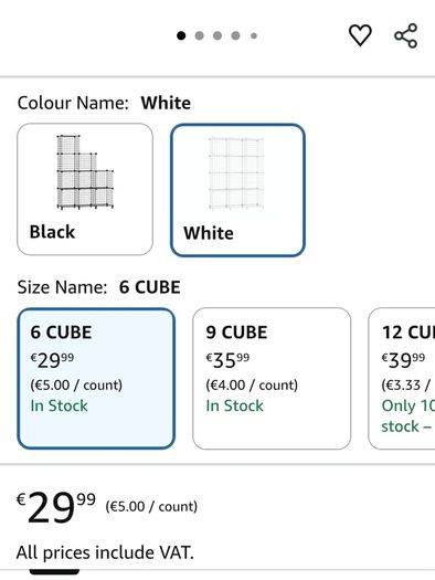 Wire 6 cube storage shelves white