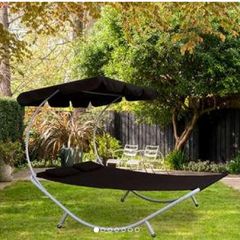Portable Black Double Hammock Bed For Relaxing