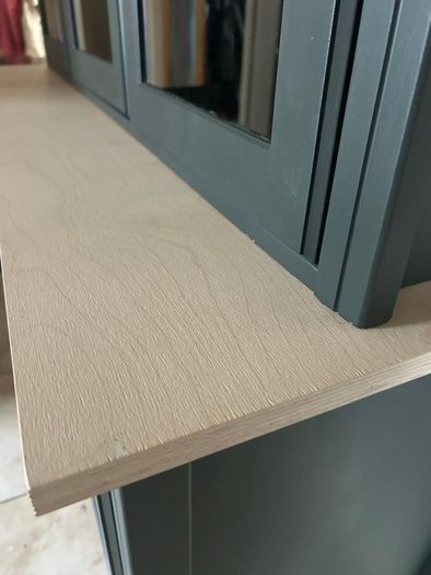 Dark green & birch kitchen cabinet