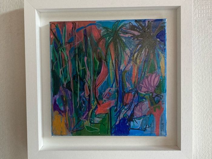 FREE Frame Original Art Original Painting Tropical Art Botanical Art Blue Painting