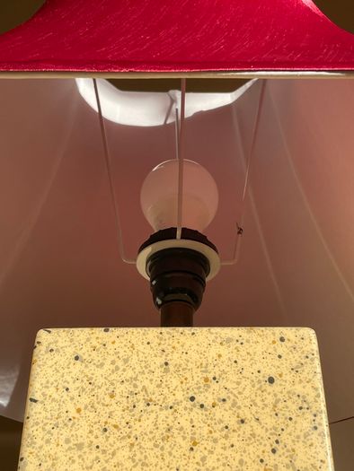 Mid Century French Table Lamp, Vintage Jean Claude Mahey, Lacquer Brass Chrome, 70s