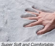 Grey Faux Fur Rug, 60 x 90 cm, Fluffy Soft Rug, Living Room, Children's Room, Decoration, Washable, Rectangular