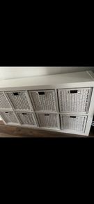 KALLAX Shelving unit, white with baskets