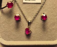 Sterling Silver Natural Ruby 4 piece Jewellery set