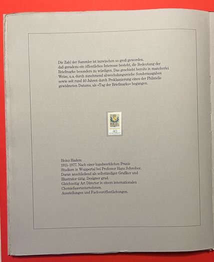 1978 Germany Borek Edition with slipcase. Contains stamps with 12 graphics under mounts with competition designs for postage stamps Germany