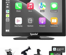 Spedal Car Play Screen 9 inch Wireless Apple CarPlay and Android Auto Portable Car Stereo, GPS Navigation, Car Audio Receivers with Bluetooth AUX FM