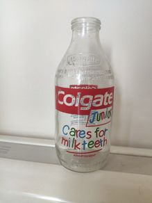 Unigate 1980s milk bottle Colgate