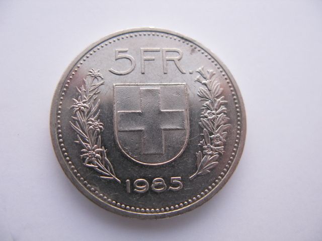 Swiss 5FR Confoederatio Helvetica 1985