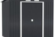 Storage shed with ventilation windows, sliding doors, galvanized steel, 213 x 130 x 172 cm, Dark gray