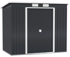 Storage shed with ventilation windows, sliding doors, galvanized steel, 213 x 130 x 172 cm, Dark gray