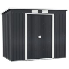 Storage shed with ventilation windows, sliding doors, galvanized steel, 213 x 130 x 172 cm, Dark gray