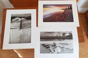 Prints: "Sunset Over Artillery Lake" by photographer Gavriel Jecan,  "Golden Gate Bridge in Fog" by  Roger Ressmeyer,  "Seashore" by Eddie Dayan  size 30x40cm