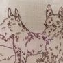 Vintage embroidered two Scottie dogs picture in a wooden glazed frame  35x29 cm Image 3