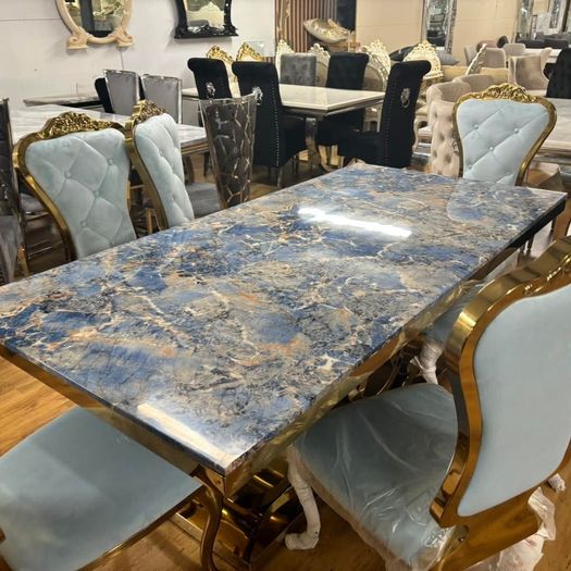 Marble Kitchen Dining Table With 6 Chairs