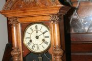 Antique Wood Carved P.H. S. 1800s Mantel Clock (in working order -  the clock doesn't ring) 21,5" x 11"