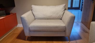 DFS Libby Cuddler Armchair (2), Silver Fabric, Excellent Condition