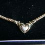 14k Yellow Gold 585 Pave  Heart Pendant 17" Popcorn Link Chain Necklace 12,85g and Box Image 5