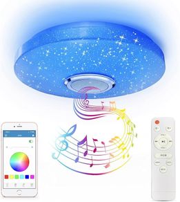 FREE EXPRESS SHIPPING Ceiling Light with Bluetooth Speaker 36W, High Sound Quality ,Cool/Warm White Colour Changing lamp with Remote Control and App,Waterproof Lamp for Bedroom