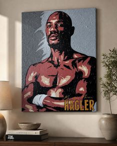 Marvellous Marvin Hagler original portrait painting Boxing one-off original