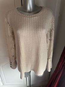 Beige lace sleeves Shein blouse size 2XL UK20 EU48 Postage included