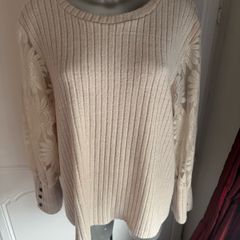 Beige lace sleeves Shein blouse size 2XL UK20 EU48 Postage included