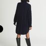 REISS Laura Navy Blue Cable Knit Wool Blend Sweater Dress Tunic Mock Neck Size M Image 2