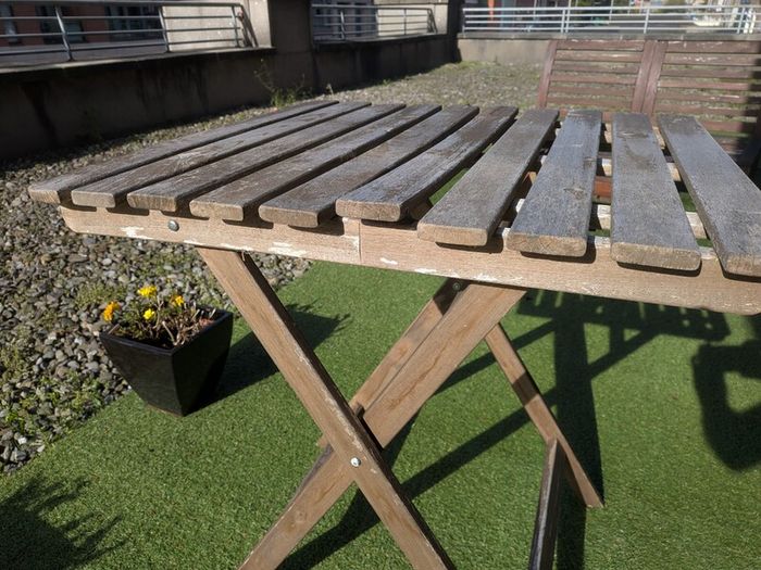 Folding wooden garden table