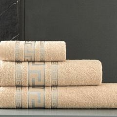 100% Egyptian Cotton Bath Sheet - Greek Border - Stone