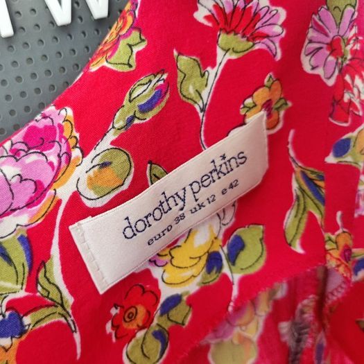 Vintage 1990s Dorothy Perkins red floral print grunge mini dress size 10 summer garden party festival holiday riot grrl