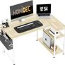 L Shaped Desk 100CM Computer Desk Study Office Desk Gaming Desk Writing Table With Bookshelf Reversible Corner Desk For Home Office Studio Workstation Image 2
