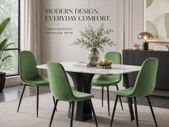 Set of 4 Sage Green Velvet Dining Chairs