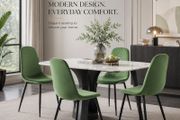 Set of 4 Sage Green Velvet Dining Chairs