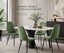 Set of 4 Sage Green Velvet Dining Chairs
