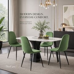 Set of 4 Sage Green Velvet Dining Chairs