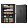 Black Metal Storage Cabinet Lockable With Shelves Image 3