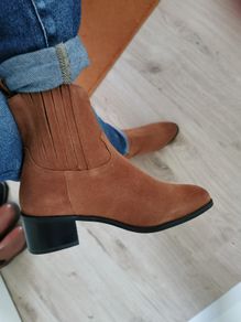 New Genuine suede ankle boots tan size 5/38