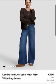 Lee Dark Blue Stella High Rise Wide Leg Jeans 28W31L