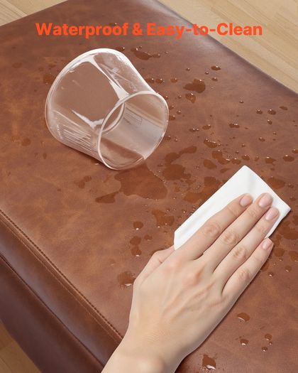 PU Leather Storage Ottoman Bench with Storage and Metal Legs