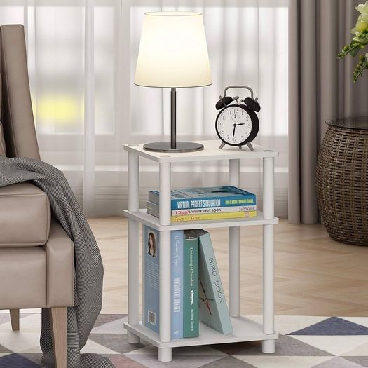 NEW SALE | 3-Tier Turn-N-Tube End Table, Side Table, Nightstand, Columbia Walnut/Black, 2-Pack