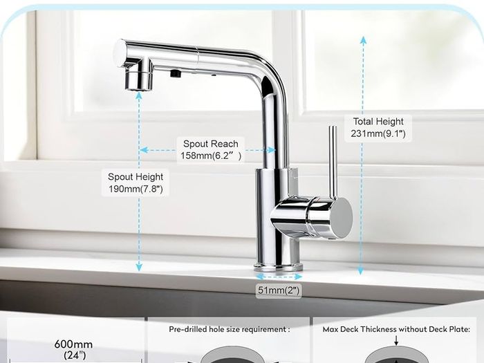 3 Function Sprayer Pull Out Mixer Tap - 360 Swivel Single Handle Tap for Bathroom or Kitchen - Chrome