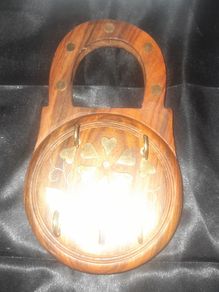 Brass and Wood Lock Key Holder
